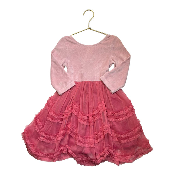 Mini Boden Pink Velvet & Tulle Dress - Size 5-6Y