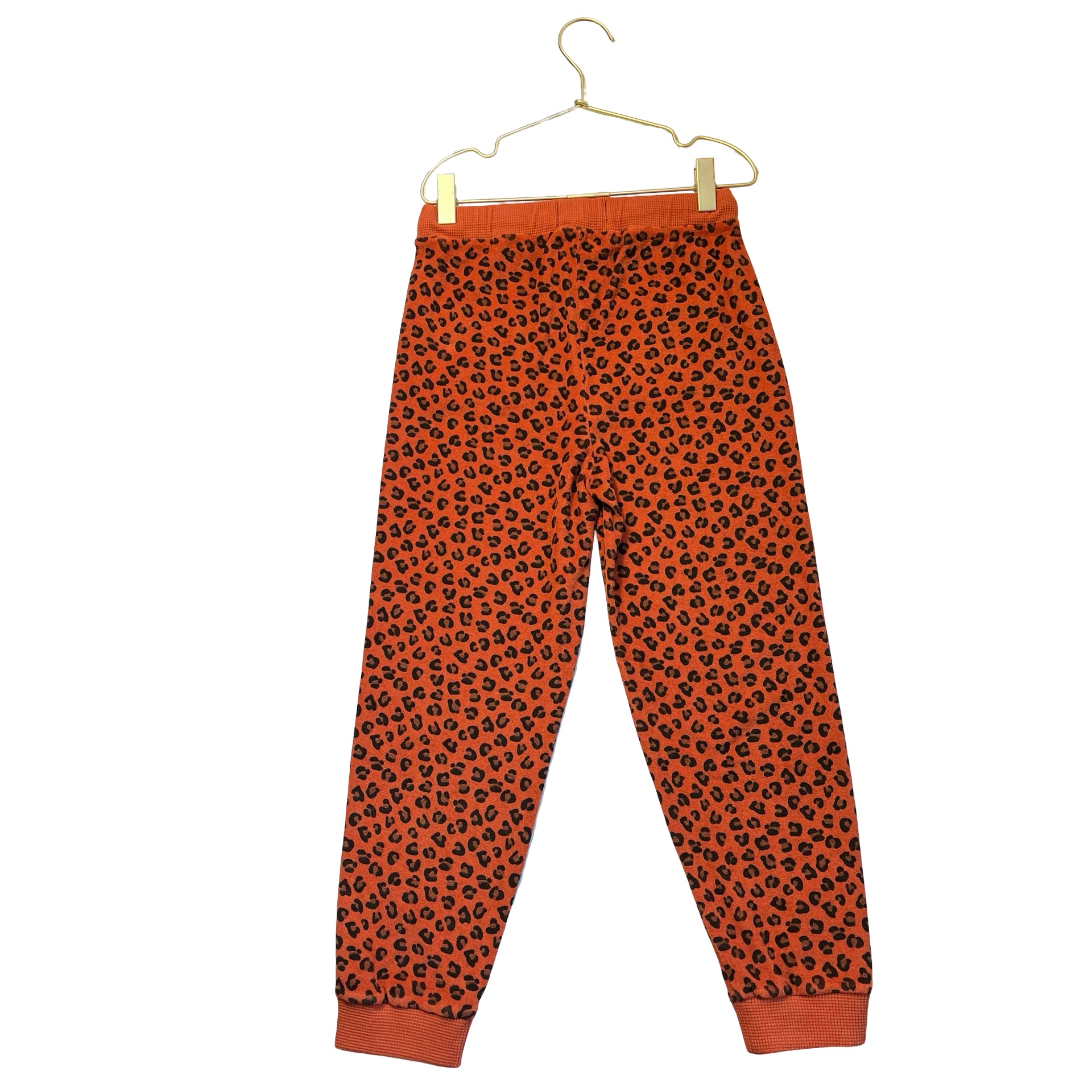 Piupiuchick Orange Leopard Print Terry Joggers - Size 8Y
