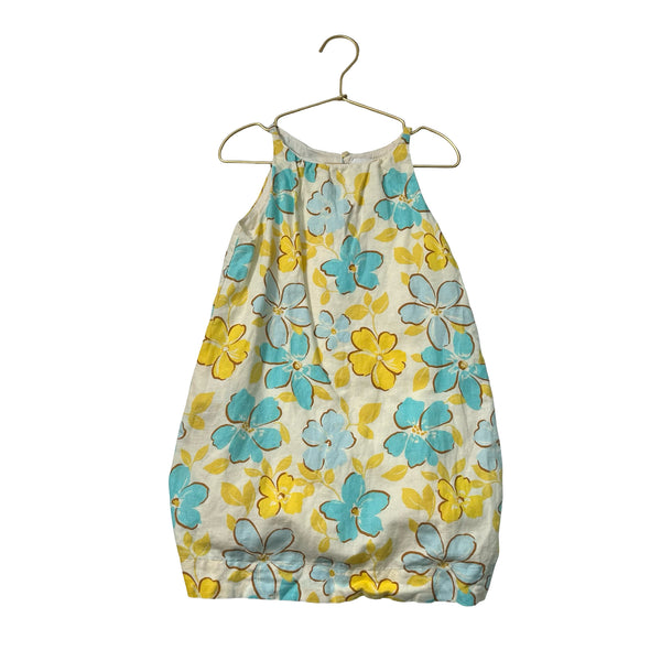 Zara Ivory, Yellow & Teal Floral Sleeveless Dress - Size 6/7