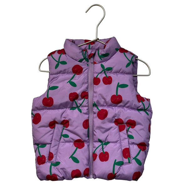 Old Navy Lavender & Red Cherry Print Puffer Vest - Size 3T