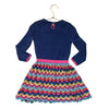 Mini Boden Navy & Multi-Color Cotton Knit Dress - Size 3-4