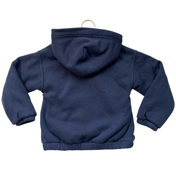 Abercrombie Kids Faux Fur Lined Navy Zip-Up Hooded Sweatshirt - Size 5-6
