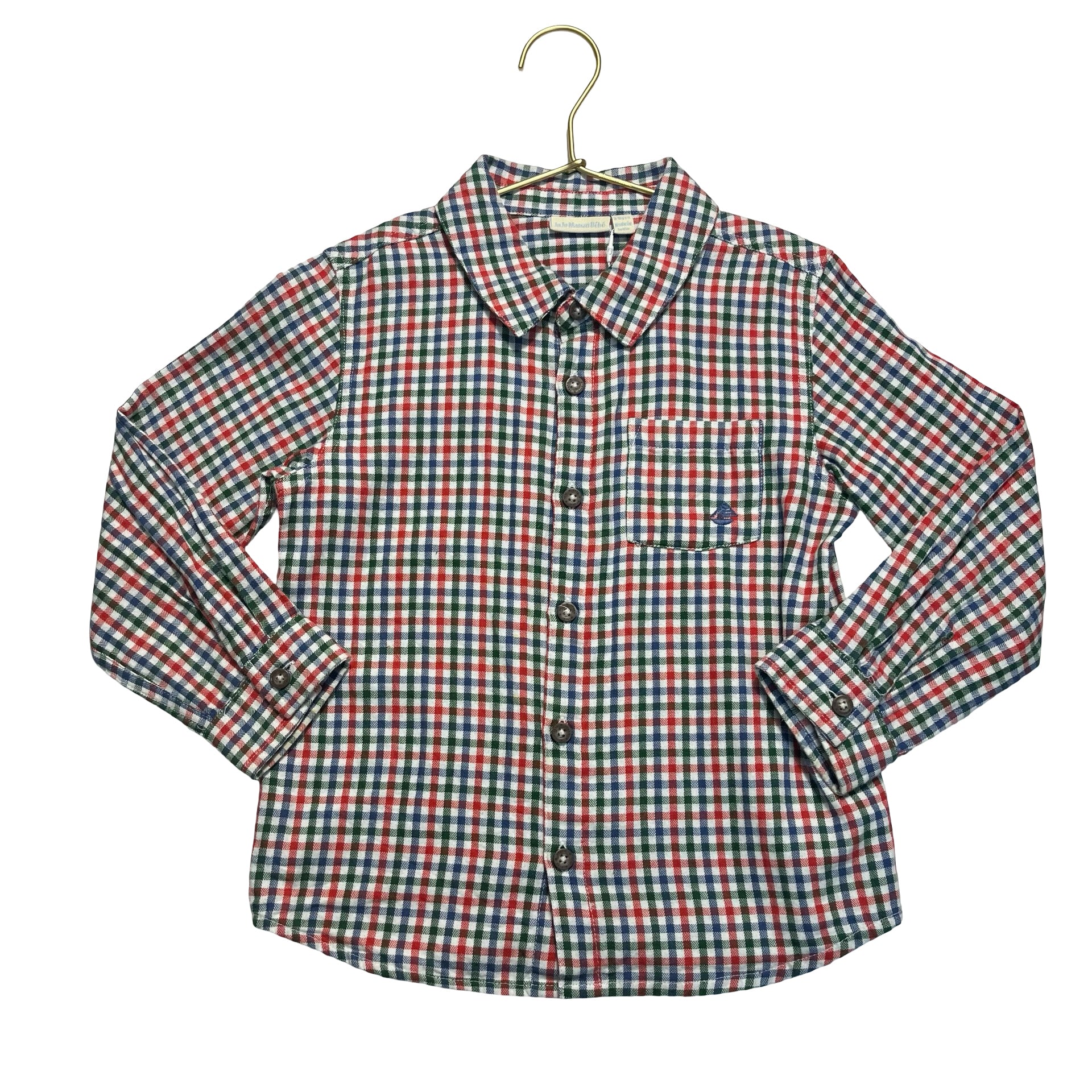 JoJo Maman Bebe Multi-Color Check Button Down Shirt - Size 5/6