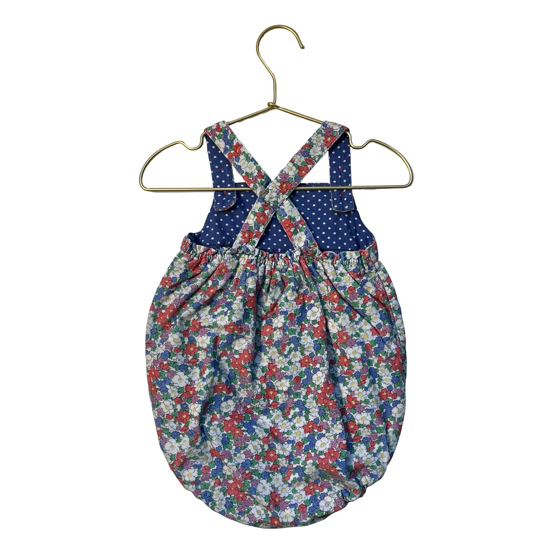 Baby Boden Floral Corduroy Overall Bubble Romper - Size 18-24 Mo