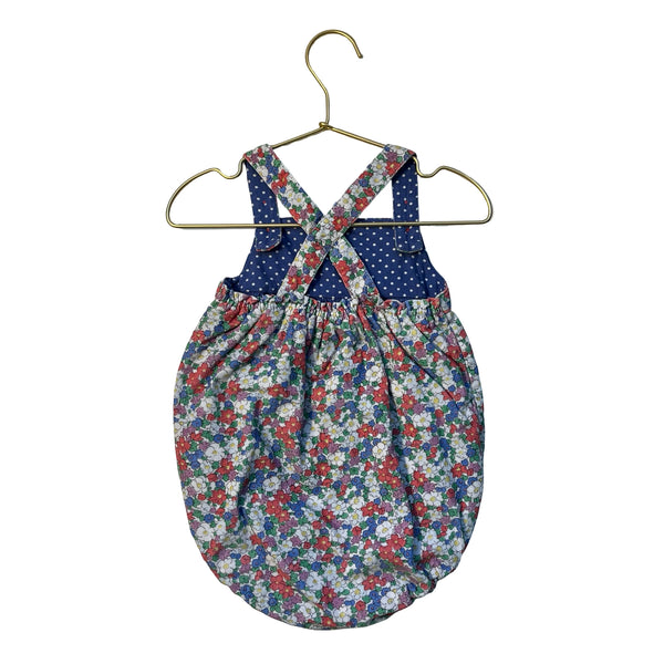 Baby Boden Floral Corduroy Overall Bubble Romper - Size 18-24 Mo