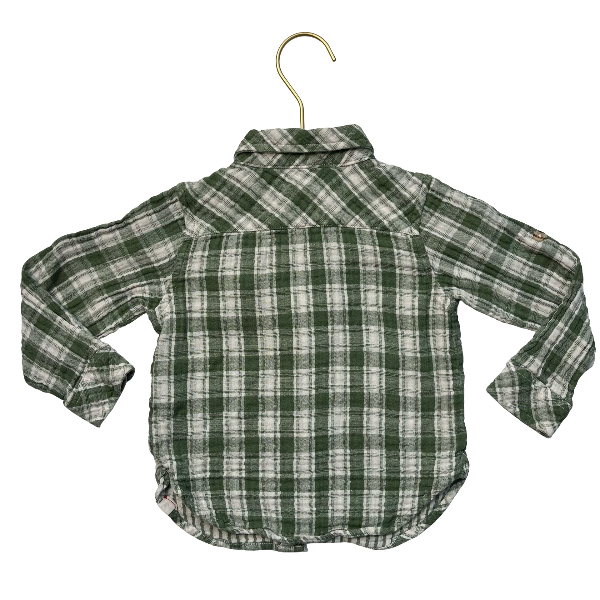 Me & Henry Green & Ivory Plaid Button Down Shirt - Size 2-3Y