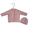 Little Me Pink Cotton Cable-Knit Cardigan Sweater & Hat Set - Size 3 Mo