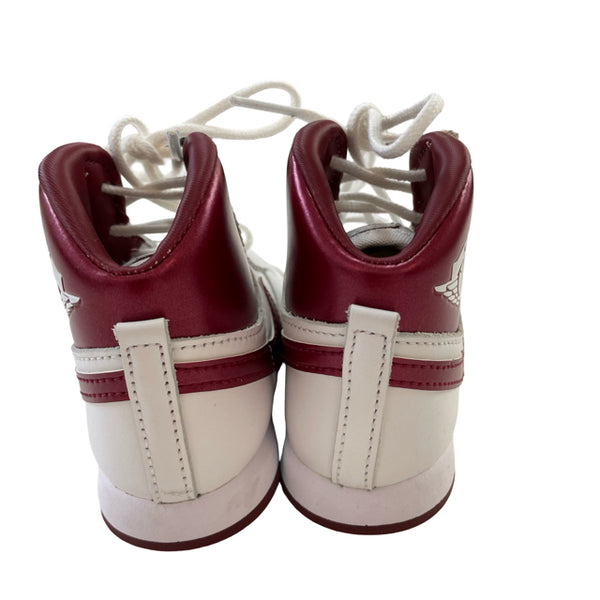 Nike White & Iridescent Burgundy High Top Sneakers - Size 6C