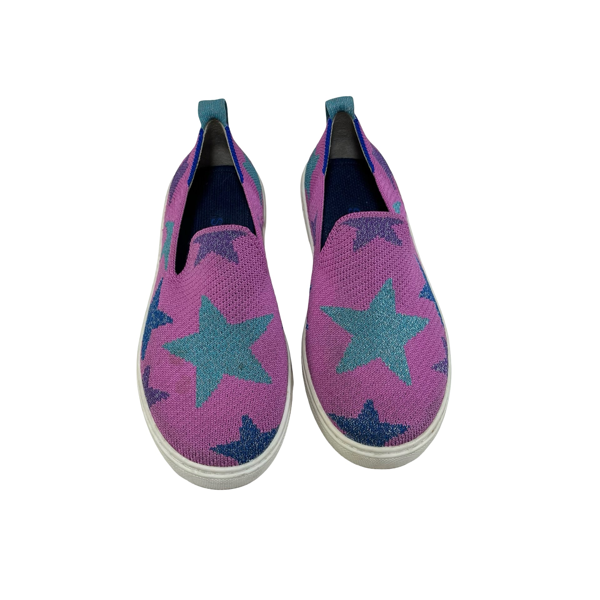 Rothy's Purple Star Print Slip-On Sneakers - Size 1Y Big Kid