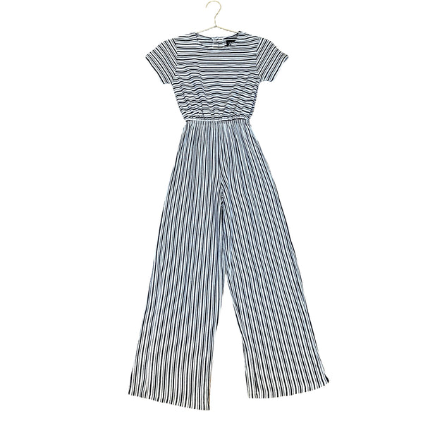Zara Black & Ivory Striped Jumpsuit - Size 9