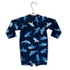 Hanna Andersson Navy Whale Print Swim Suit Romper - Size 6-12 Mo
