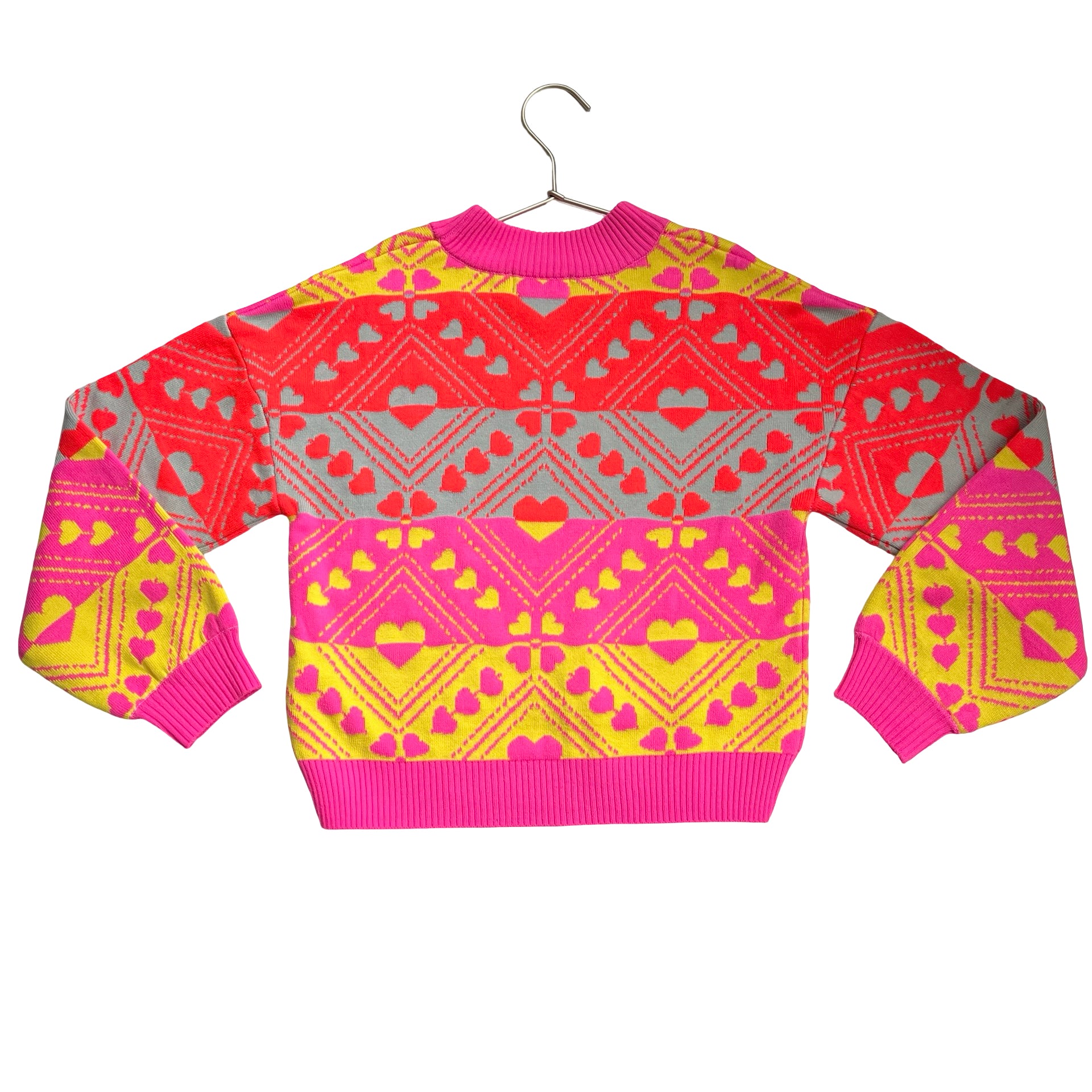 Billieblush Bright Multi-Color Heart Pattern Sweater - Size 10