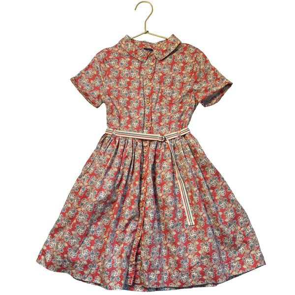 Sergent Major Peach Floral Belted Shirt Dress - Size 8A