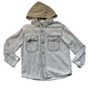 Zara Gray Distressed Denim Sweatshirt Hood Shacket Shirt - Size 7