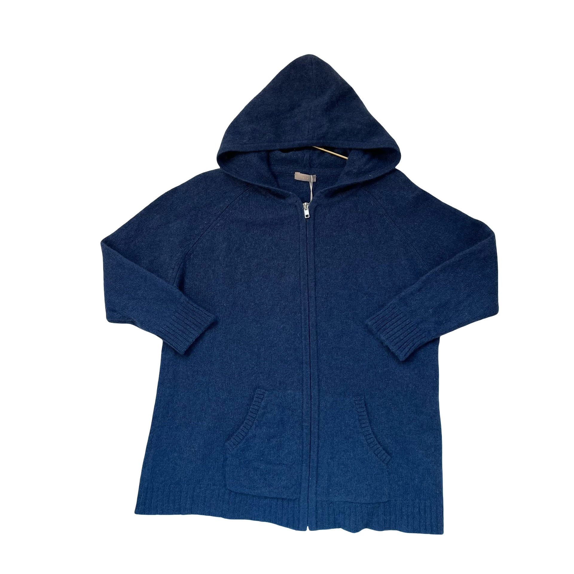 Makie Blue 100% Cashmere Hooded Zip-Up Cardigan Sweater - Size 6X