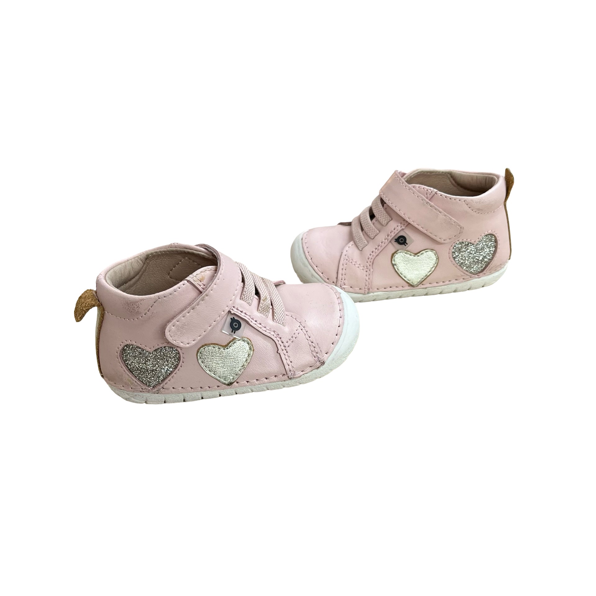 Old Soles Pink Leather & Metallic Heart Shoes - Size 20 (5)