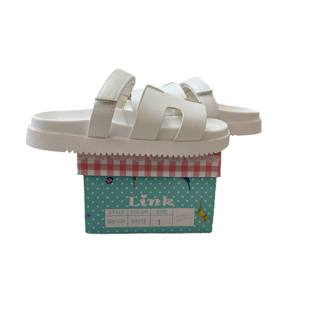 Link 'Gigi' White Sandals New in Box - Size 1Y Big Kids