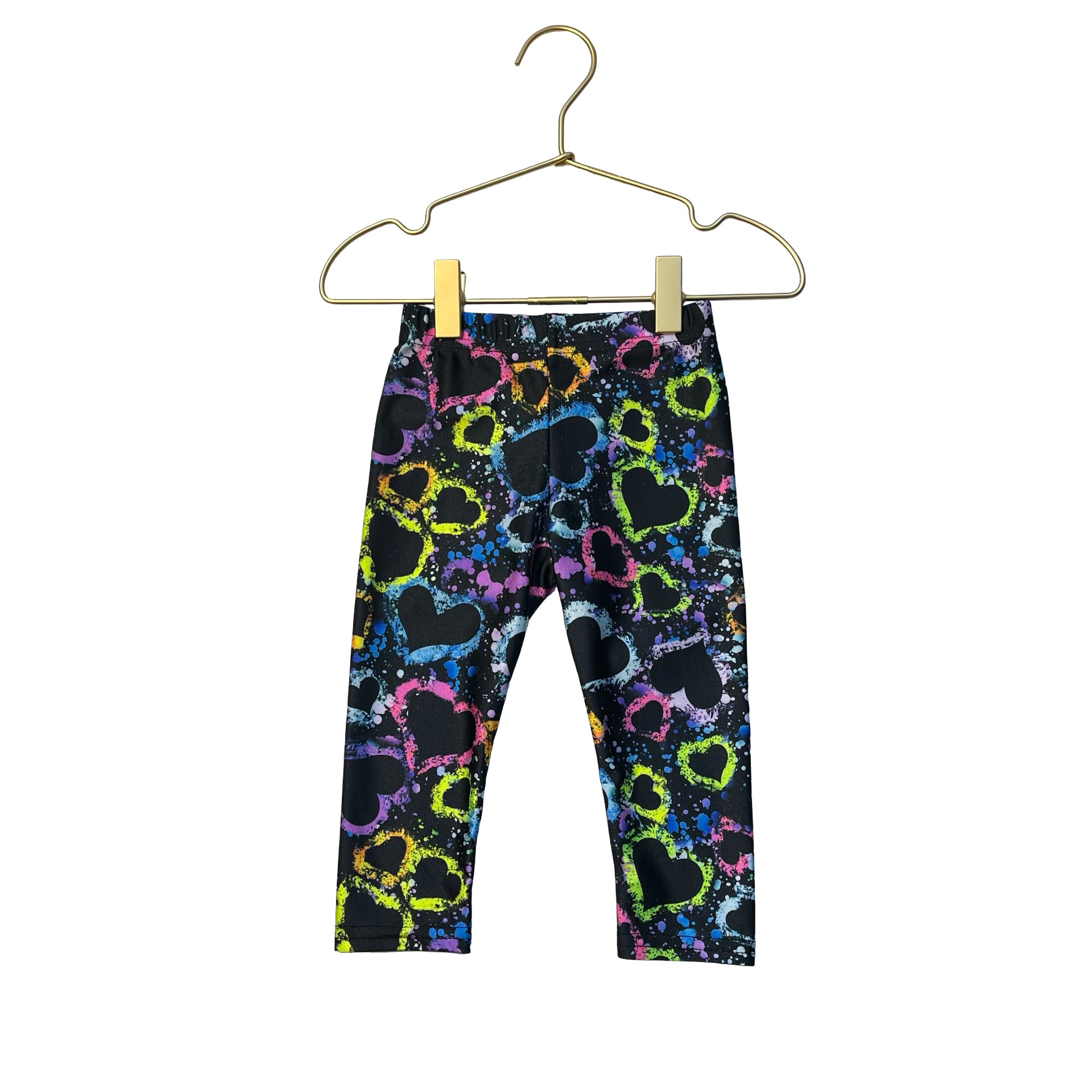 Dori Creations Black Splatter Heart Print Leggings - Size 6-12 Mo