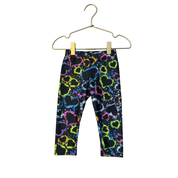 Dori Creations Black Splatter Heart Print Leggings - Size 6-12 Mo