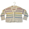Gap Kids Ivory & Rainbow Striped Cotton Crochet Cardigan Sweater - Size M 8