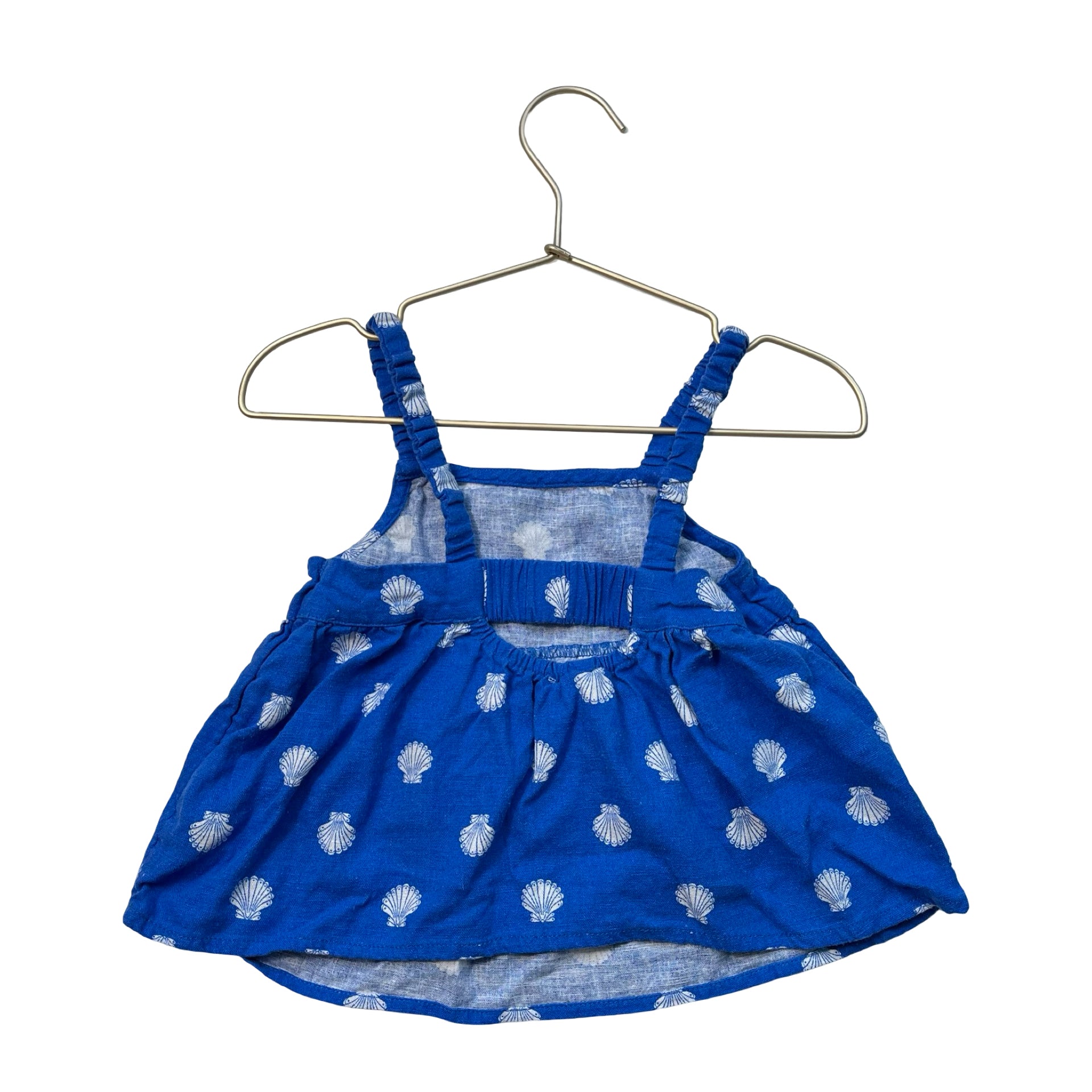 Crewcuts Blue Shell Print Linen-Blend Top - Size 3