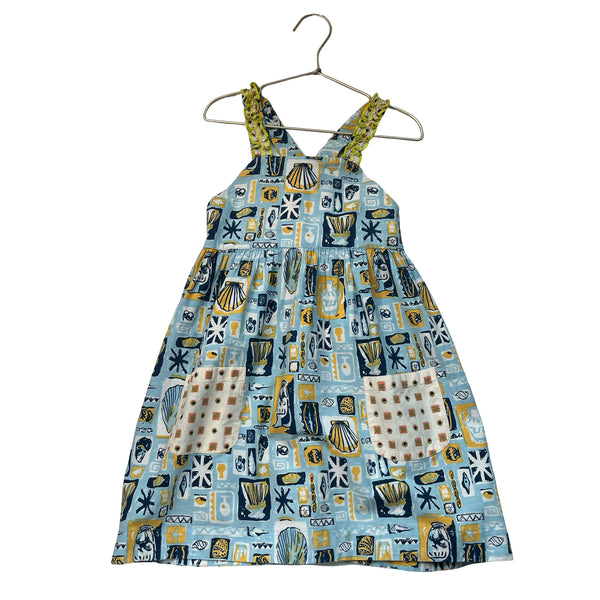 Misha & Puff Blue Print Dress - Size 6Y