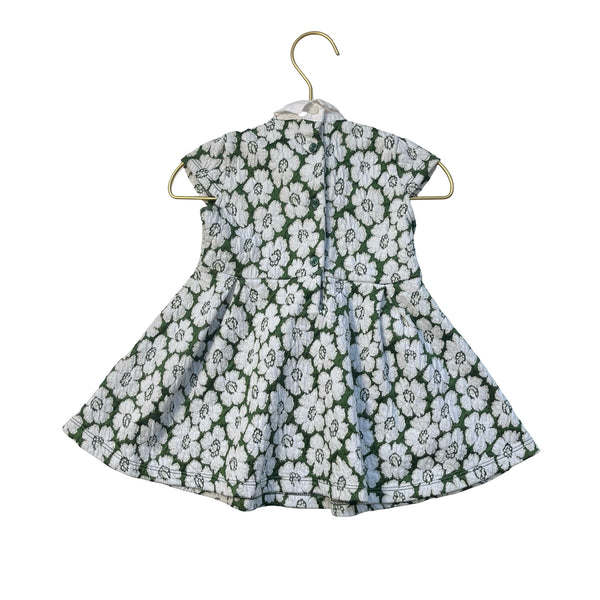 Janie and Jack Green & Ivory Flower Print Dress - Size 12-18 Mo
