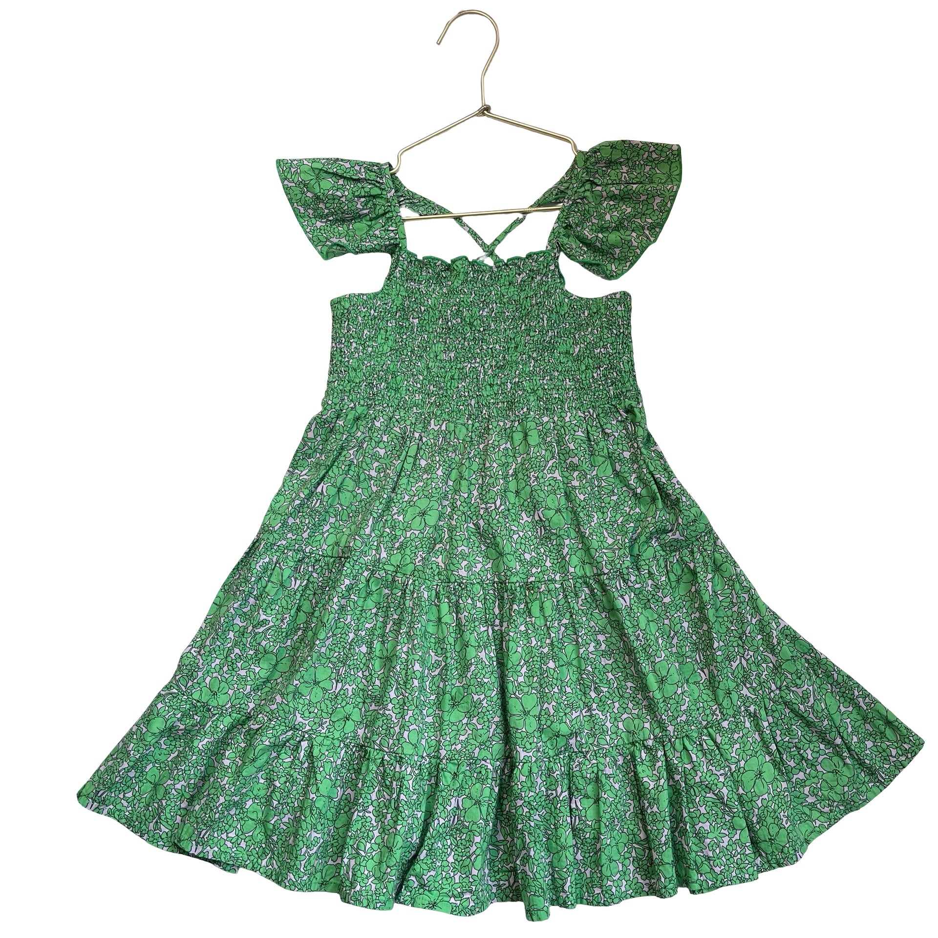 Isobella & Chloe Green & Pink Floral Smocked Dress - Size 6