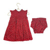 Pink Chicken Red Flower Print Smocked Dress & Bloomers - Size 6-12 Mo
