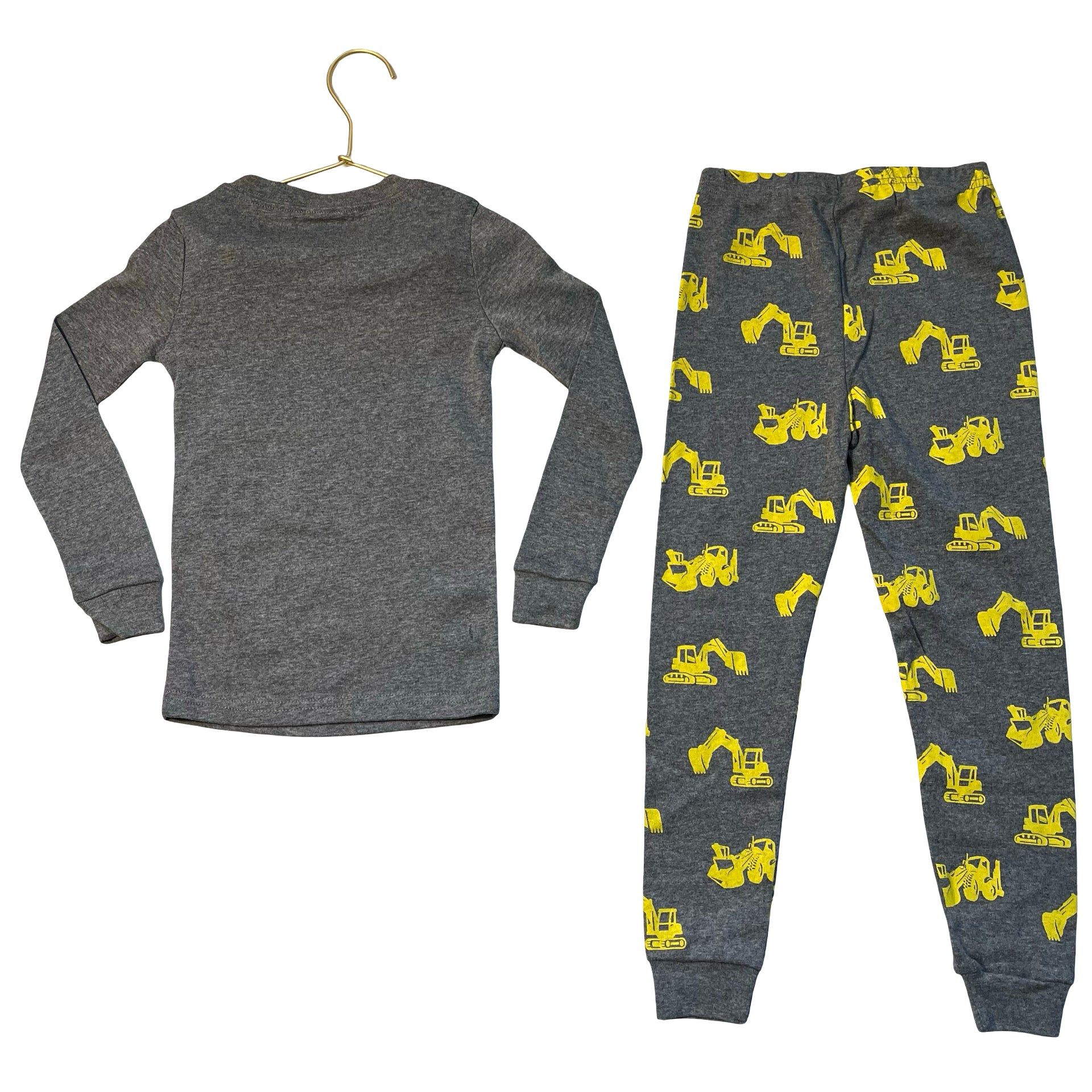 Family Feeling Gray & Yellow Construction Truck Print PJ Set - Size 5