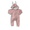 The Littlest Pink Waffle Bunny Ears & Tail Hooded One-Piece - Size 3-6 Mo