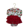 Posh Peanut Holly Print & Red Tulle Onesie Dress - Size 3-6 Mo