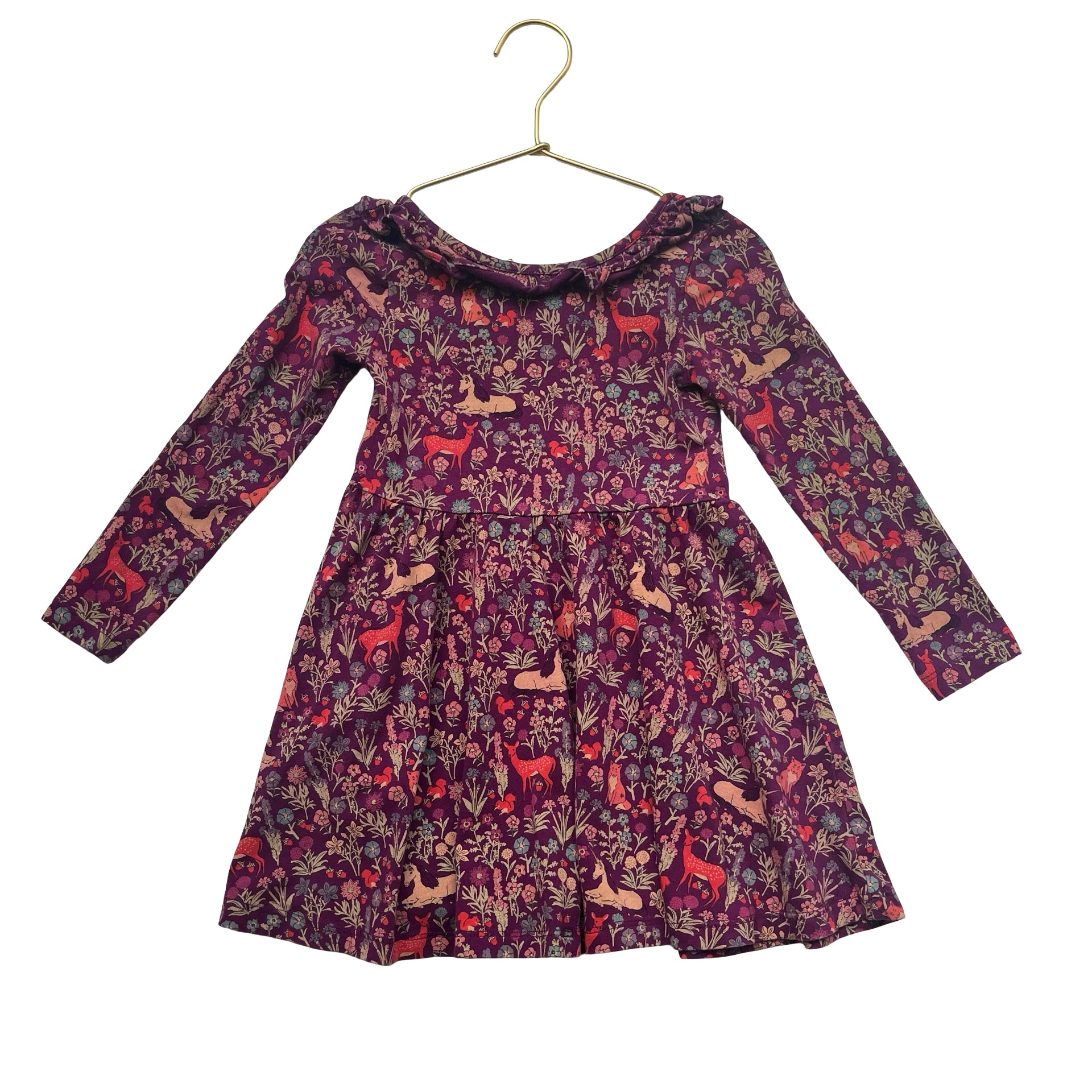 Tea Collection Purple Unicorn & Woodlands Print Dress - Size 3