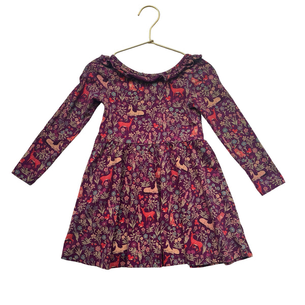 Tea Collection Purple Unicorn & Woodlands Print Dress - Size 3