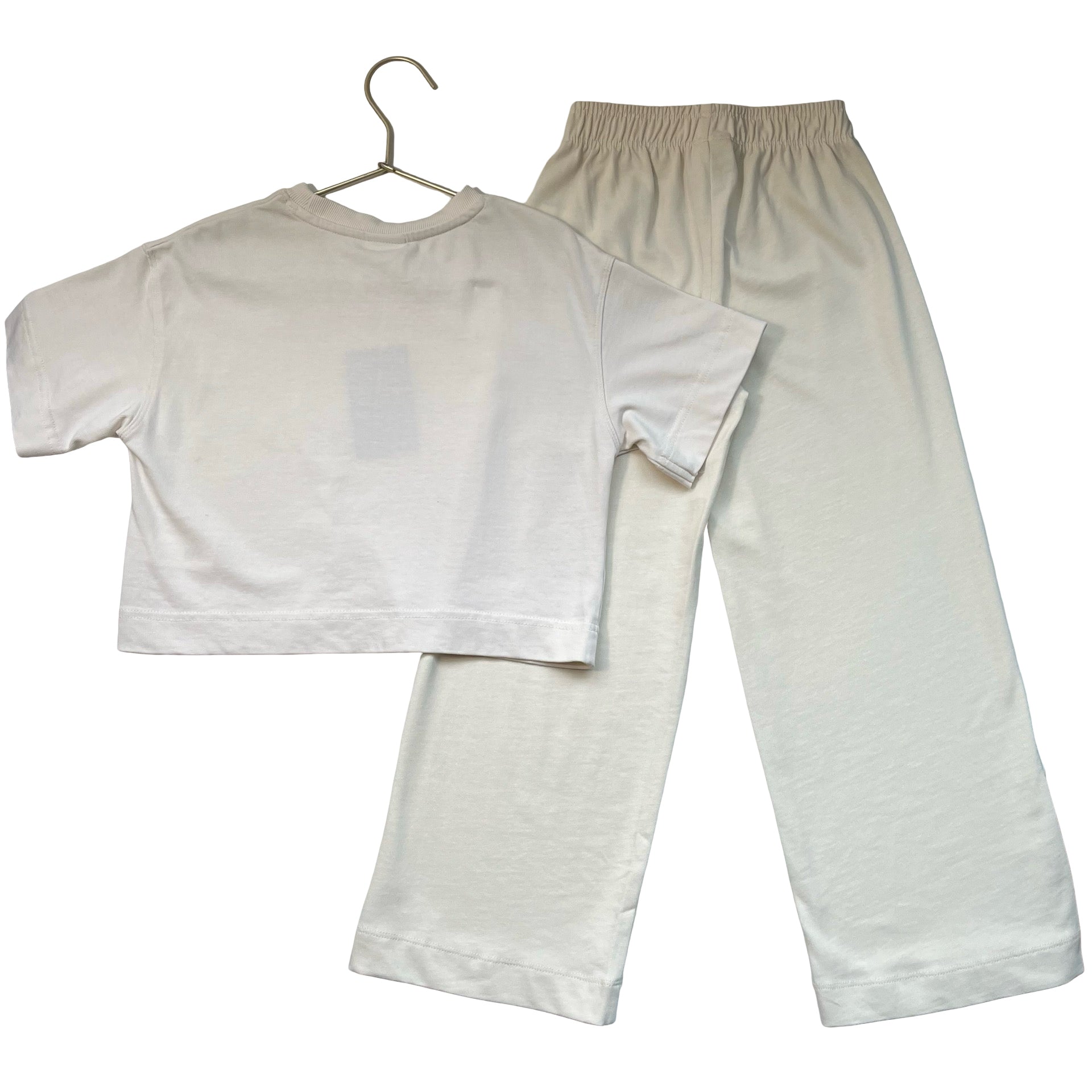 Zara Ivory T-Shirt & Wide-Leg Pants Set - Size 6-7