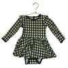 Kyte Olive Green Check Bodysuit Dress - Size 18-24 Mo