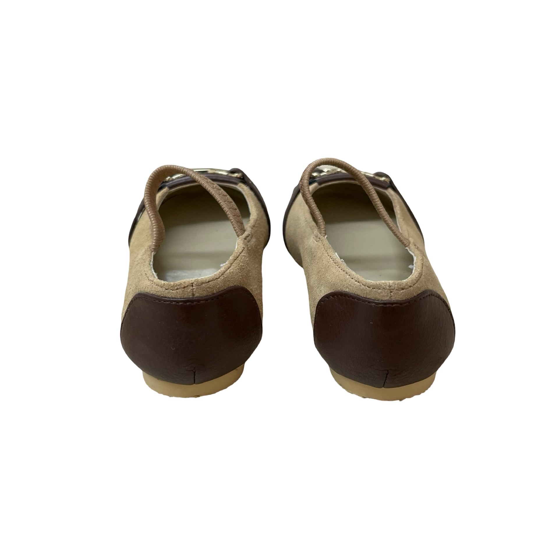 Janie and Jack Tan Suede Gold Bit Shoes - Size 5
