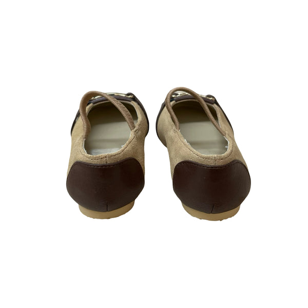 Janie and Jack Tan Suede Gold Bit Shoes - Size 5