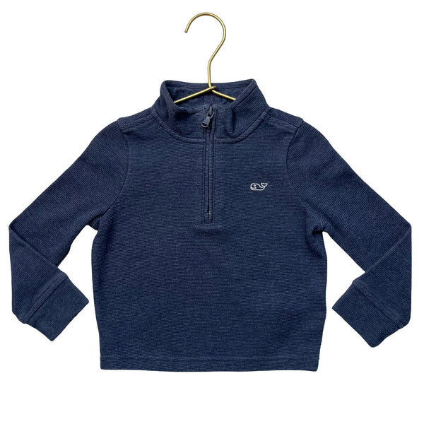 Vineyard Vines Navy Striped Quarter-Zip Pullover - Size 2T