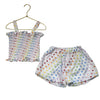 Lola & The Boys White & Rainbow Heart Print Shorts & Smocked Tank Set - Size 4