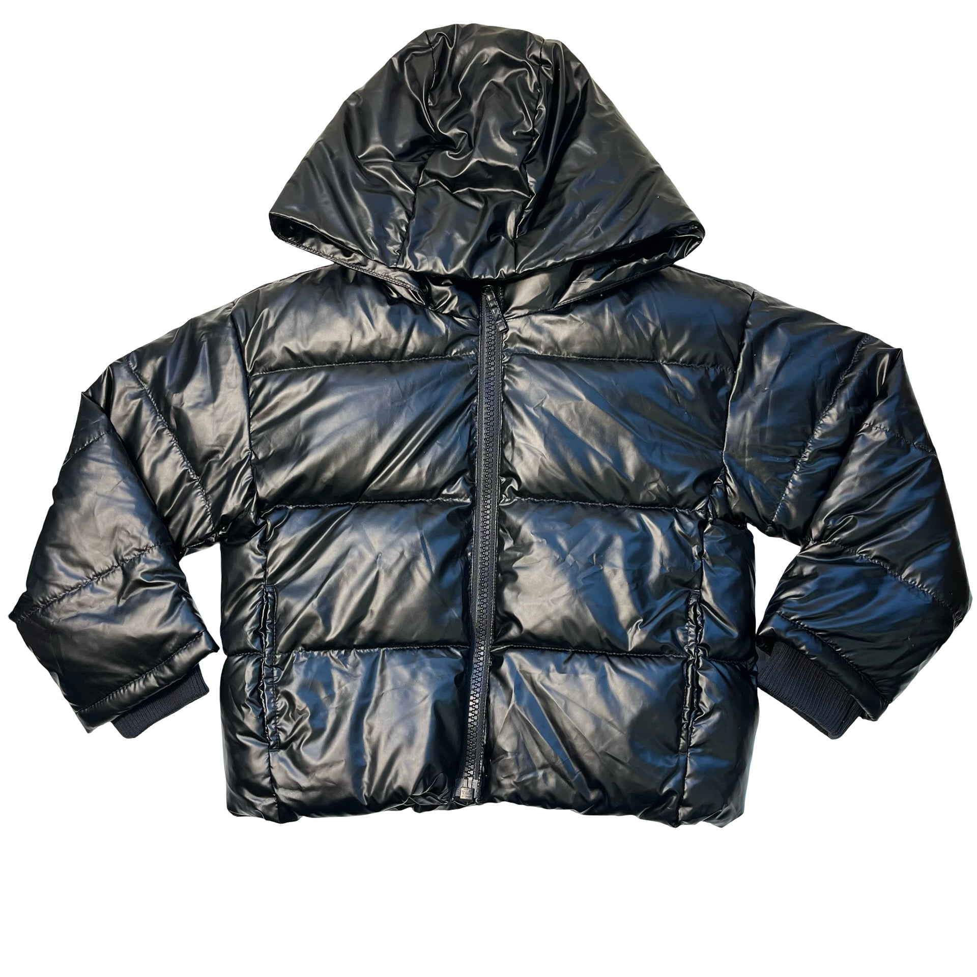 Crewcuts Black Hooded Puffer Jacket - Size S 6-7