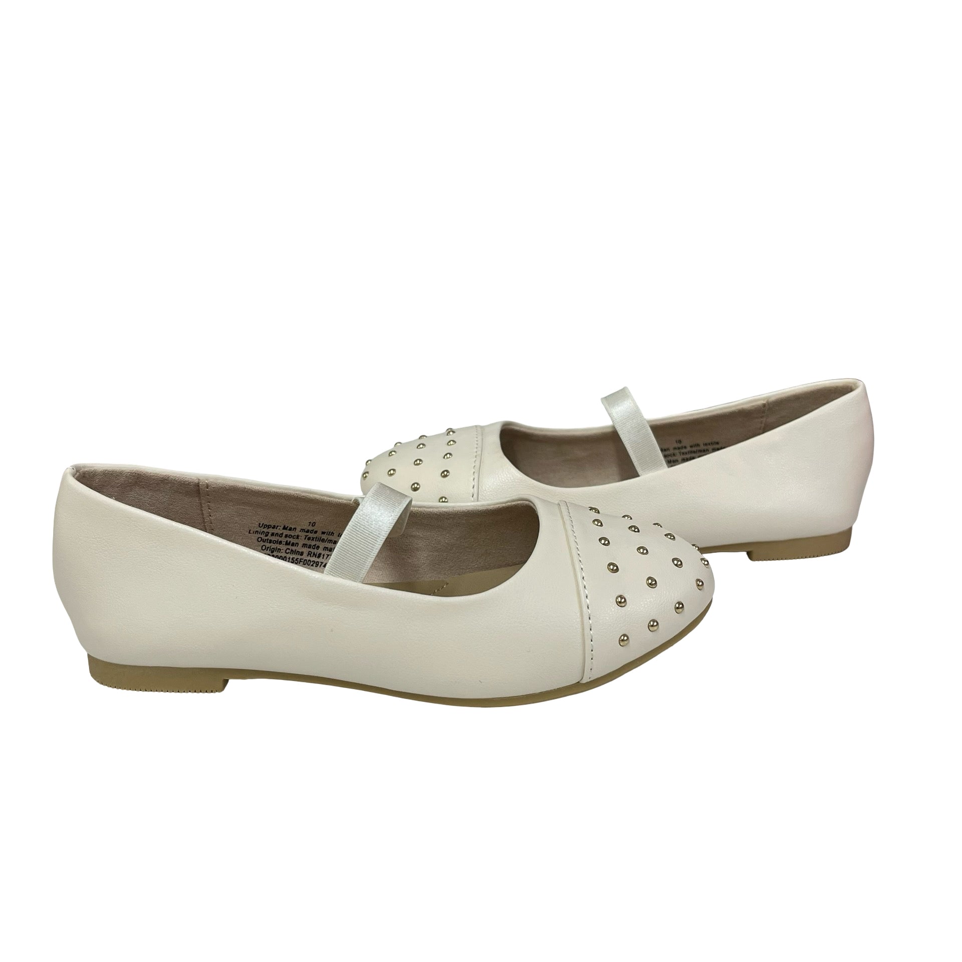 Cat & Jack Ivory & Gold Studded Shoes - Size 10