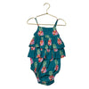 Posh Peanut Dark Teal Pineapple & Floral Bubble Romper - Size 2T
