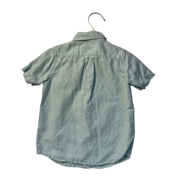 Janie and Jack Mint Green Linen-Cotton Button Down Shirt - Size 3