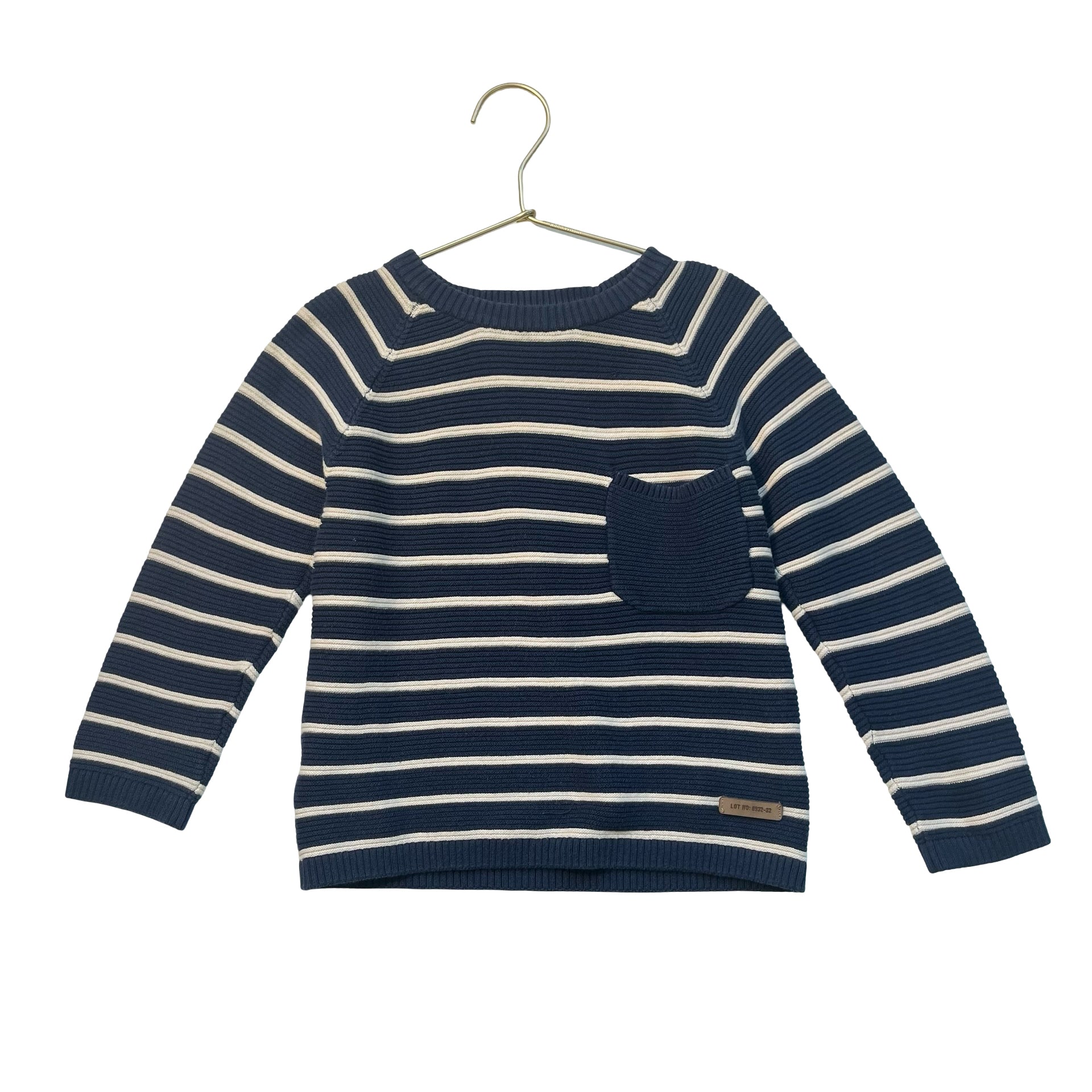 H&M Navy & Ivory Striped Cotton Sweater - Size 3-4T