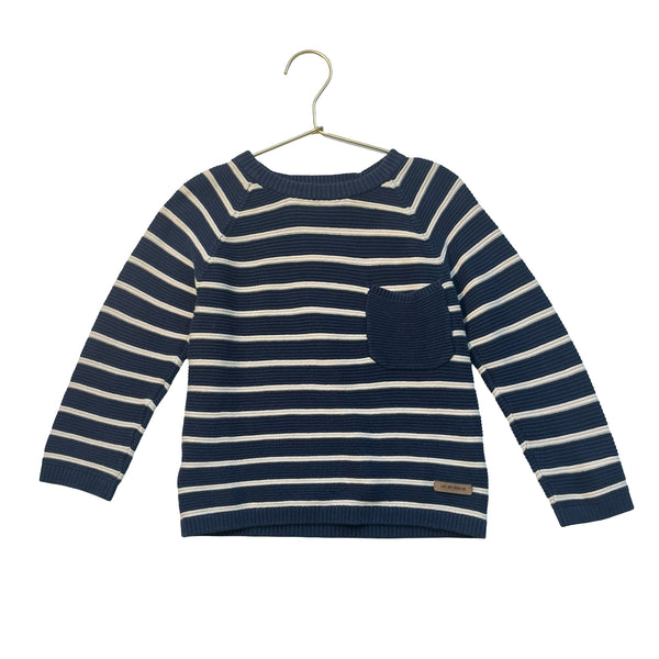 H&M Navy & Ivory Striped Cotton Sweater - Size 3-4T