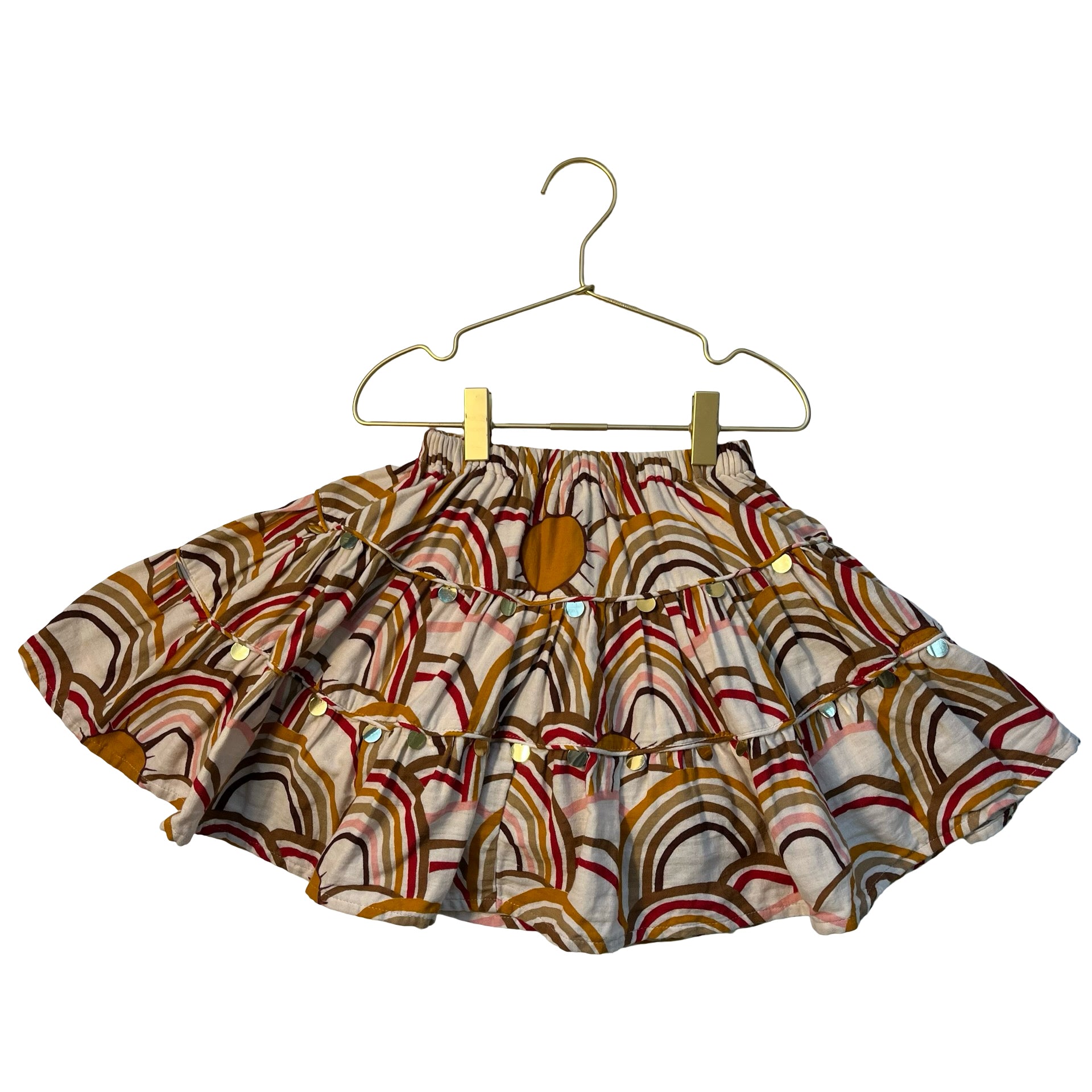 Pink Chicken Sun & Rainbow Print Skirt - Size 5Y