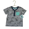 Little Lad Gray Striped Leaf Print Henley with Tags - Size 3T