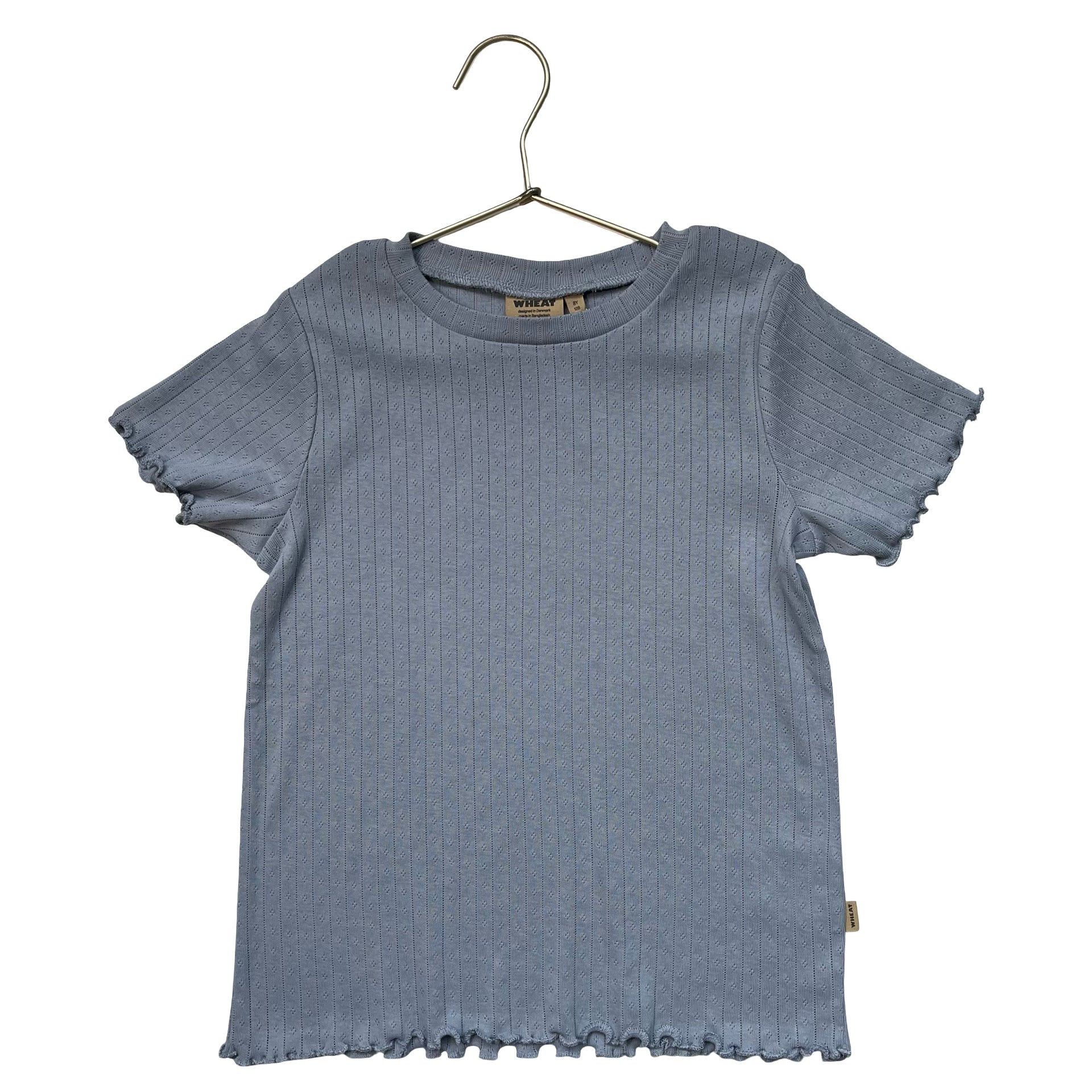 Wheat Light Blue Pointelle T-Shirt - Size 8Y