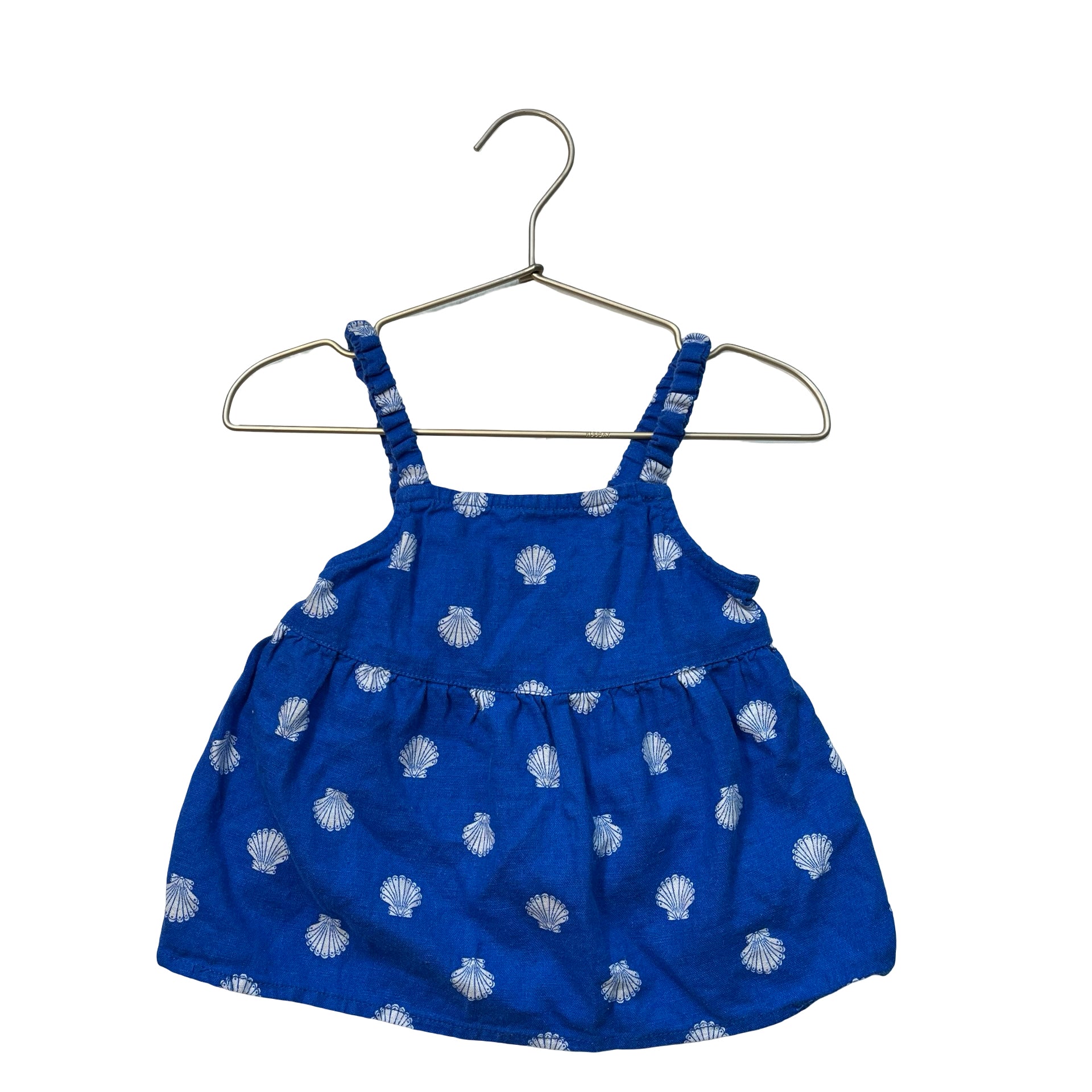 Crewcuts Blue Shell Print Linen-Blend Top - Size 3